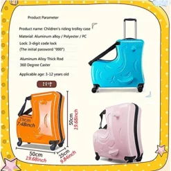 LYNICESHOP 20" Kids Suitcase Luggage Kids Ride On Suitcase Children Travel Suitcase With Sturdy Spinner Wheels, Good Idea For Kids School Suitcase Increase Travel Fun—Orange -TRAVELPRO Sales 51Nc5oPmu1S