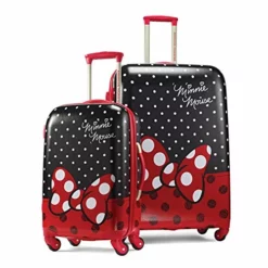 AMERICAN TOURISTER Kids' Disney Hardside Luggage With Spinner Wheels, Minnie Mouse Red Bow, 2-Piece Set (21/28)