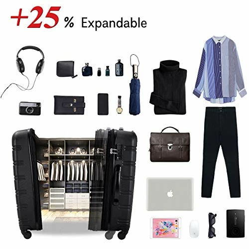 Merax Expandable Luggage Sets With TSA Locks, 3 Piece Lightweight Spinner Suitcase Set (Black2020) 7 Merax Expandable Luggage Sets With TSA Locks, 3 Piece Lightweight Spinner Suitcase Set (Black2020) - Image 7