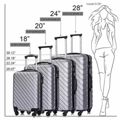 Apelila 5 Piece Luggage Sets,Travel Suitcase Spinner Hardshell Lightweight W/Free Suitcase Cover& Hanger (4PC Sliver W/Covers4+Hanger2+Backbag1) -TRAVELPRO Sales 51OAOpul0rL 990a6e24 d973 47af af54 2cc8e9f7c47c
