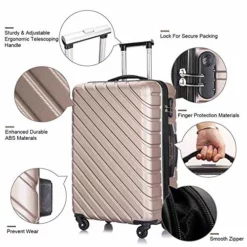 Apelila 5 Piece Luggage Sets,Travel Suitcase Spinner Hardshell Lightweight W/Free Suitcase Cover& Hanger (4PC Champagne Gold With Bag) -TRAVELPRO Sales 51PFAWwfYgL 3f8fb3c3 33c0 4d31 86cf fc5258aeb54f