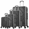 4PC Luggage Sets, ABS Hardshell Luggage Set Lightweight Hard Shell Travel Suitcases W/Spinner Wheels Free Suitcase Cover(18 20 24 28Inch) (Black)