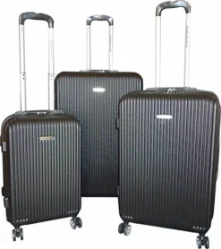 Karriage-Mate Hardside Lightweight Luggage With Spinner Wheels, Combination Lock., Black