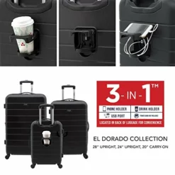 Wrangler Smart Luggage Set With Cup Holder And USB Port, Black, 3 Piece Set -TRAVELPRO Sales 51PjEatREKL