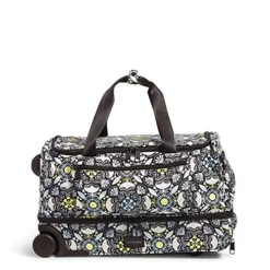 Vera Bradley Women's Recycled Lighten Up Reactive Foldable Rolling Duffle Luggage, Plaza Medallion, One Size
