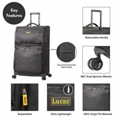 Lucas Designer Luggage Collection - 3 Piece Softside Expandable Ultra Lightweight Spinner Suitcase Set - Travel Set Includes 20 Inch Carry On, 24 Inch & 28 Inch Checked Suitcases (Black) -TRAVELPRO Sales 51Qbrp8SbfL 22b0dd7e e8af 4f1b 8d3f 81dbf7b54bbc