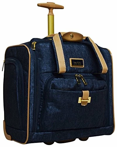 Nicole Miller Underseat Luggage Collection - Small Lightweight 15 Inch Under Seat Bag - Briefcase For Women - Carry On Suitcase With 2- Rolling Spinner Wheels (Paige Navy) 1 Nicole Miller Underseat Luggage Collection - Small Lightweight 15 Inch Under Seat Bag - Briefcase For Women - Carry On Suitcase With 2- Rolling Spinner Wheels (Paige Navy)
