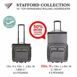 Travelers Club Luggage 16" Top Expandable Rolling Underseater W/USB Port, Dark Gray Suitcase, -TRAVELPRO Sales 51Qnw2iu0gL