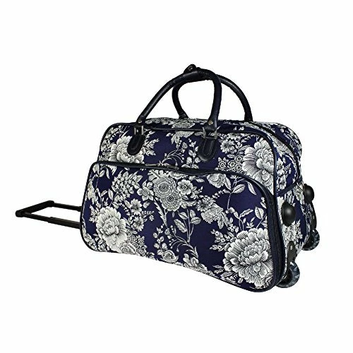 Vibrant Garden Floral Bouquet Motif Rolling Lightweight Carry On Duffel Bag, Printed Modern Graphic 3 Vibrant Garden Floral Bouquet Motif Rolling Lightweight Carry On Duffel Bag, Printed Modern Graphic - Image 3