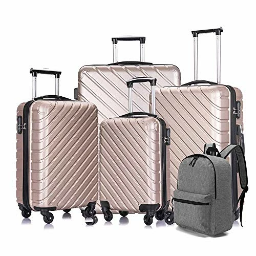 Hardshell Luggage 5 Piece ABS Luggages Sets With Spinner Wheels Travel Bag Suitcases Sets Free Backpack 18-28 Inch (Champagne Gold) 1 Hardshell Luggage 5 Piece ABS Luggages Sets With Spinner Wheels Travel Bag Suitcases Sets Free Backpack 18-28 Inch (Champagne Gold)