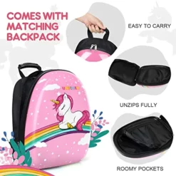 Emissary Kids Luggage With Wheels For Girls - 18” Unicorn Kids Suitcase With 14” Backpack - Kids Suitcases For Girls - Hard-Sided Rolling Kids Suitcase - Kids Carry On Luggage With Wheels -TRAVELPRO Sales 51S5yg8uD0L