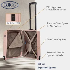 Bric's B|Y Ulisse Spinner Suitcase - 21 Inch Carry-On Luggage - Hard Exterior And TSA-Approved Lock - Pearl Pink -TRAVELPRO Sales 51S6ZPzCuVL