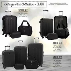 Travelers Club Sky+ Luggage Set, Black, 5 Piece -TRAVELPRO Sales 51U1PeZqOrL