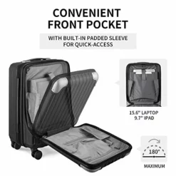 LEVEL8 Carry-On Luggage, Hardside Suitcase, 20” Lightweight ABS+PC Hardshell Spinner Trolley For Luggage With Built-In TSA Lock, 8 Spinner Wheels, Black, 20-Inch Carry-On -TRAVELPRO Sales 51VBhx86X L