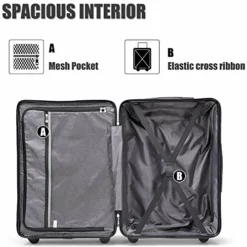 SSLine 3 Piece Luggage Sets Suitcase,Expandable ABS Lightweight Hardshell Spinner Wheel 3 Piece Set Travel Bag With TSA Lock 20/24/28 Inch (Black) -TRAVELPRO Sales 51WCQ8CC uL