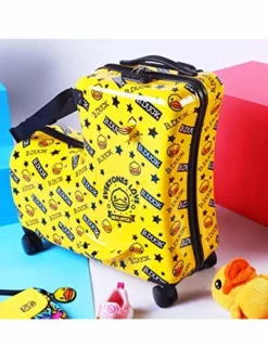AO WEI LA OW Cute Unisex Kids Ride On Suitcase Travel Trolley Case Spinner Carry On Luggage With Wheels Suggest Fits To Kids Aged 3-6 Years Old(Yellow/01, 20 Inch) -TRAVELPRO Sales 51Wdgq7pSYL