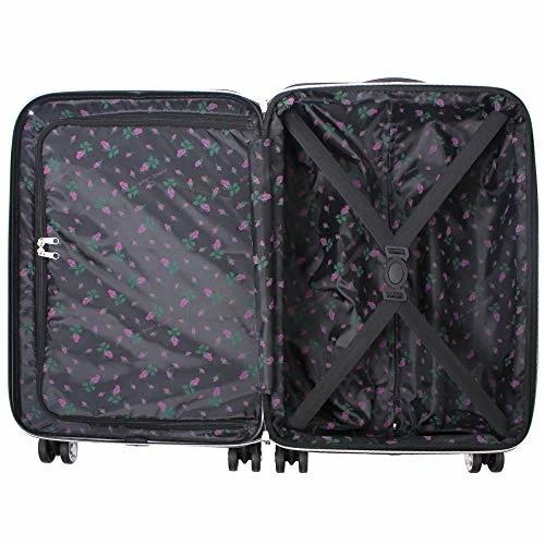 Betsey Johnson 4 Piece Designer Luggage - Expandable (ABS+PC) Hardside Lightweight Spinner Suitcases - Set Includes 15 Inch Underseat Bag, 20 Inch Carry On, 26 & 30 Inch Checked Bags (Stripe Roses) 2 Betsey Johnson 4 Piece Designer Luggage - Expandable (ABS+PC) Hardside Lightweight Spinner Suitcases - Set Includes 15 Inch Underseat Bag, 20 Inch Carry On, 26 & 30 Inch Checked Bags (Stripe Roses) - Image 2