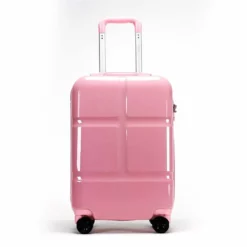 Suitcase, Lightweight, Large 28-Inch Hard-Shell Aluminum Alloy Suitcase, 4 Spinner Wheels, Abs Luggage Travel Trolley, Pink, 24 Inch