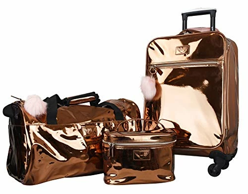 Vue Metallic Lightweight Spinner Carry On Luggage 3pc Carry On Set W/ 22" Luggage, Duffel Bag & Cosmetic Bag (Rose Gold) 1 Vue Metallic Lightweight Spinner Carry On Luggage 3pc Carry On Set W/ 22" Luggage, Duffel Bag & Cosmetic Bag (Rose Gold)