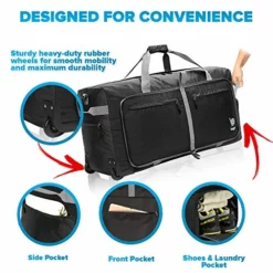 Wheeled Duffle Bag Luggage - 100L Large Rolling Duffel Bag 30 Inch Folding Duffle Bag For Travel - Packable Duffle Bag With Rollers (Black) -TRAVELPRO Sales 51ZUhjJfVRL