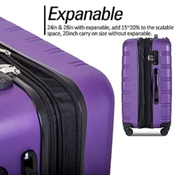 Expandable 3 Piece Luggage Sets Hardside Durable Suitcase With Spinner Wheels TSA Lock, 3 Pcs Carry On Case Travel Home Outdoor School Lightweight Trolley Case ( 20" 24" 28" Purple) -TRAVELPRO Sales 51Zk YMcJ8S