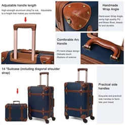 NZBZ Vintage Luggage Sets With Spinner Wheels Carry On Suitcase Tsa Lock Luggage 3 Pieces (Navy Blue, 14inch & 20inch & 28inch) -TRAVELPRO Sales 51Zq6PFq2kS
