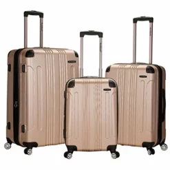 Rockland London Hardside Spinner Wheel Luggage, Champagne, 3-Piece Set (20/24/28)
