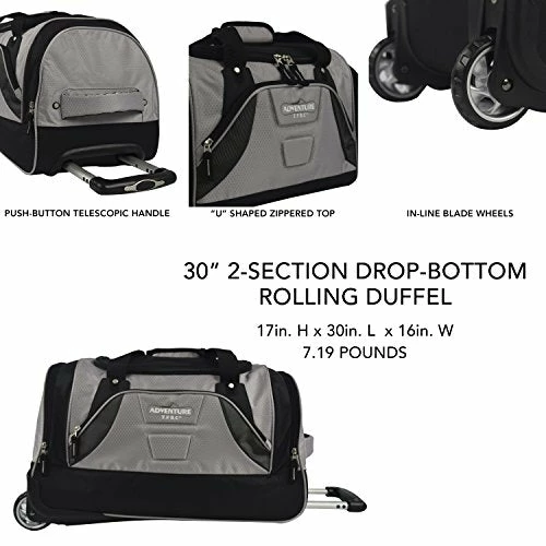 TPRC 30" Durable Rip-Stop Nylon Rolling Luggage Duffel Bag, 30 Inch, Gray 3 TPRC 30" Durable Rip-Stop Nylon Rolling Luggage Duffel Bag, 30 Inch, Gray - Image 3