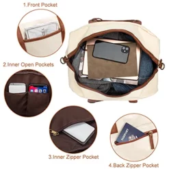 Weekender Bag For Women Canvas Overnight Bag Large Travel Bags For Women Carry On Shoulder Duffle Bag With Shoe Compartment,Perfect For Travel/Daily Use/Birthday Gift (Beige) -TRAVELPRO Sales 51 5NeW1WfS