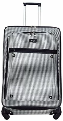 Nicole Miller New York Designer Luggage Collection - Large 28 Inch Expandable Softside Suitcase - Lightweight Checked Bag With 4-Rolling Spinner Wheels (Taylor Black/White Plaid) -TRAVELPRO Sales 51 aP0lKBUL