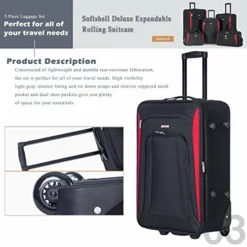 Flieks 5 Piece Luggage Set Deluxe Expandable Rolling Suitcase (black&red) -TRAVELPRO Sales 51ahBoK4fnL 0757ade5 1518 4d75 a5e7 37f8606d1638