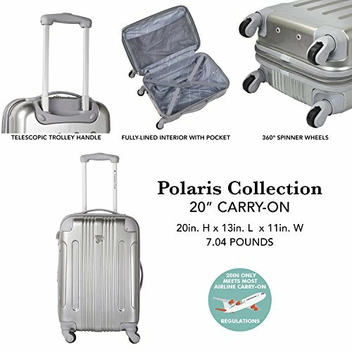 Travelers Club Polaris Hardside Metallic Spinner Luggage, Silver, Carry-On 20-Inch 10 Travelers Club Polaris Hardside Metallic Spinner Luggage, Silver, Carry-On 20-Inch - Image 10