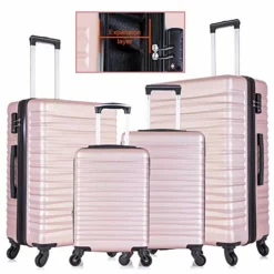 Apelila 4 Piece TSA Hardshell Luggage Sets,Expandable Travel Suitcase,Carry On Luggage With Spinner Wheels Free Cover&Hanger Inside (Rose Gold) -TRAVELPRO Sales 51bEjlPVk5L