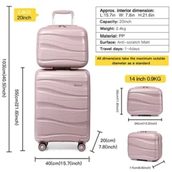 Melalenia Luggage Carry On Suitcase, PP Material Suitcase With Spinner Wheels,TSA Luggage Locks 22x14x9 Airline Approved (Nude Pink) 10 Melalenia Luggage Carry On Suitcase, PP Material Suitcase With Spinner Wheels,TSA Luggage Locks 22x14x9 Airline Approved (Nude Pink) -TRAVELPRO Sales 51bXJq7pQLL