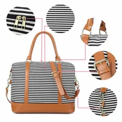 Women Ladies Canvas Weekender Bag Overnight Carry-on Tote Duffel In Trolley Handle (Black Stripe) -TRAVELPRO Sales 51bjcmJWPBL