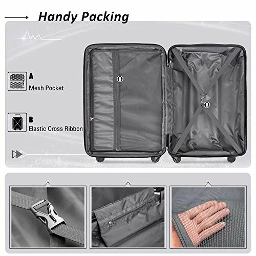 Expanable Spinner Wheel 3 Piece Luggage Set Abs Lightweight Suitcase With Tsa Lock 6 Expanable Spinner Wheel 3 Piece Luggage Set Abs Lightweight Suitcase With Tsa Lock - Image 6