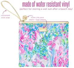 Lilly Pulitzer Water Resistant Vinyl Beach Day Pouch - Includes Drink Hugger, Zip Pouch, And Towel Clips, Best Fishes -TRAVELPRO Sales 51c5SRr8MSS