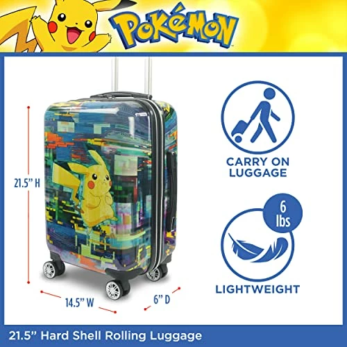 Ful Pokemon Pikachu 21 Inch Rolling Luggage, Hardshell Carry On Suitcase With Wheels, Multicolor (FBML0001-998) 7 Ful Pokemon Pikachu 21 Inch Rolling Luggage, Hardshell Carry On Suitcase With Wheels, Multicolor (FBML0001-998) - Image 7