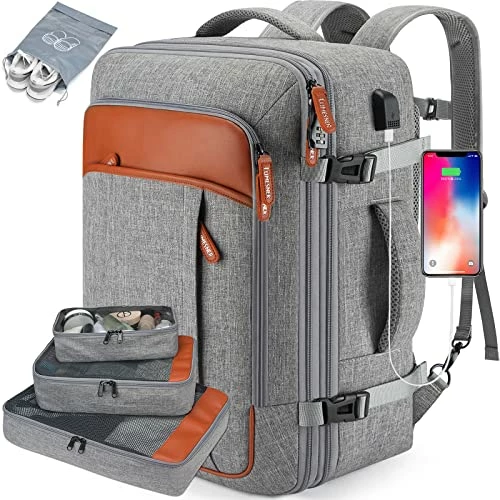 Carry On Backpack, Extra Large 40L Flight Approved Travel Backpack For Men & Women,Expandable Large Suitcase Backpacks With 4 Packing Cubes,Water Resistant Luggage Daypack Business Weekender Bag,Grey 1 Carry On Backpack, Extra Large 40L Flight Approved Travel Backpack For Men & Women,Expandable Large Suitcase Backpacks With 4 Packing Cubes,Water Resistant Luggage Daypack Business Weekender Bag,Grey