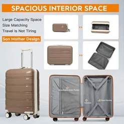 Joyway 20" Carry-On Suitcases & 14" Cosmetic Bag & 7" Small Bag, Lightweight Polypropylene Carrying Case With TSA Lock, Rigid Luggage With Swivel Wheels (Chocolate Color, 20in Carry-On) -TRAVELPRO Sales 51dPxoO1bjL