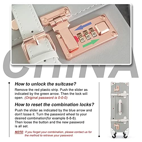 Unitravel Retro Luggage 26 Inch Lightweight Women Cute Suitcase With Spinner Wheels (Light Gray) 6 Unitravel Retro Luggage 26 Inch Lightweight Women Cute Suitcase With Spinner Wheels (Light Gray) - Image 6