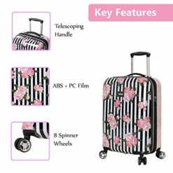 Betsey Johnson Designer 20 Inch Carry On - Expandable (ABS + PC) Hardside Luggage - Lightweight Durable Suitcase With 8-Rolling Spinner Wheels For Women (Stripe Roses) -TRAVELPRO Sales 51eg3y1dY0L