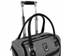 LONDON FOG Cambridge II 15-Inch 8 Wheel Under Seat Bag, Black White Houndstooth -TRAVELPRO Sales 51fKYD DmzL