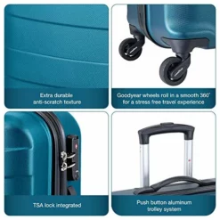 Regent Square Travel - 3 Piece Luggage Sets With Build-In TSA Lock And Spinner Goodyear Wheels – Mangusta, Hard Case (Petrol Blue) -TRAVELPRO Sales 51fawOzqqSL