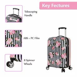 Betsey Johnson 4 Piece Designer Luggage - Expandable (ABS+PC) Hardside Lightweight Spinner Suitcases - Set Includes 15 Inch Underseat Bag, 20 Inch Carry On, 26 & 30 Inch Checked Bags (Stripe Roses) 14 Betsey Johnson 4 Piece Designer Luggage - Expandable (ABS+PC) Hardside Lightweight Spinner Suitcases - Set Includes 15 Inch Underseat Bag, 20 Inch Carry On, 26 & 30 Inch Checked Bags (Stripe Roses) -TRAVELPRO Sales 51g6RgwfYnL