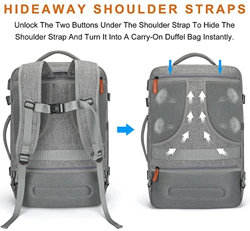 Carry On Backpack, Extra Large 40L Flight Approved Travel Backpack For Men & Women,Expandable Large Suitcase Backpacks With 4 Packing Cubes,Water Resistant Luggage Daypack Business Weekender Bag,Grey 5 Carry On Backpack, Extra Large 40L Flight Approved Travel Backpack For Men & Women,Expandable Large Suitcase Backpacks With 4 Packing Cubes,Water Resistant Luggage Daypack Business Weekender Bag,Grey - Image 5