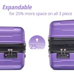 Merax Luggage Set Expandable 3 Piece Sets With TSA Lock, Lightweight Hardside Luggage With Spinner Wheels (Purple) -TRAVELPRO Sales 51i2Rbs434S