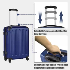 Goplus 3Pcs Luggage Set, Hardside Travel Rolling Suitcase, 20/24/28 Rolling Luggage Upright, Hardshell Spinner Luggage Set With Telescoping Handle, Coded Lock Travel Trolley Case (Dark Blue) -TRAVELPRO Sales 51j0lHl 2BxnL