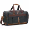 BLUBOON Travel Duffel Bag Canvas Weekender Overnight Carry-on Luggage With Genuine Leather Trim For