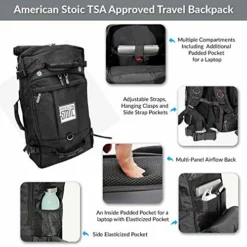 American Stoic Carry On Bag Black - 50L TSA Approved Weekender Bag – Convertible From 19” Laptop Backpack To Carryon Duffel Bag – 22x14x9 (43 Linear) Inches -TRAVELPRO Sales 51jFArxgD2L